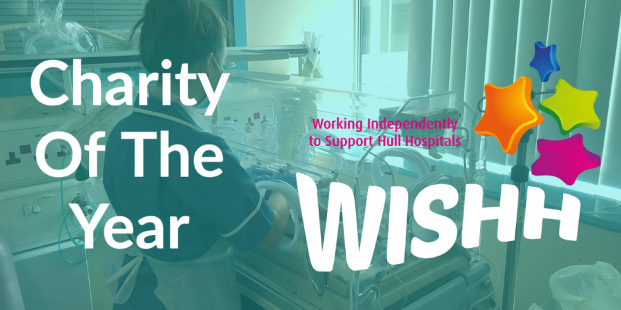 Graphic announcing Wish as Clicks Charity of the year