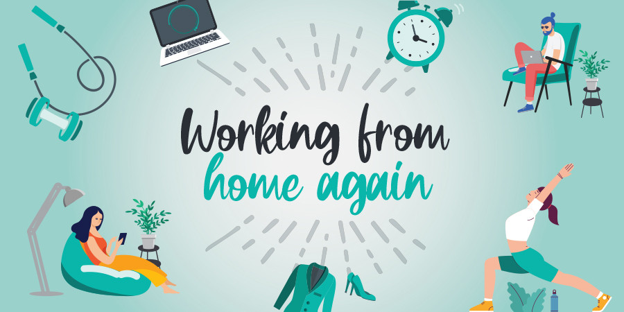 Graphic announcing working from home due to Covid lockdown 2 in the UK