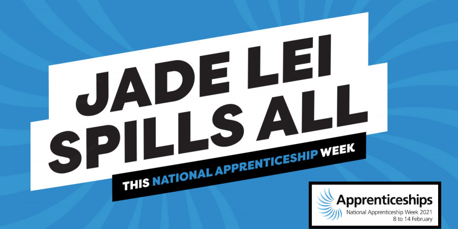 Graphic announcing National Apprenticeship Week interview with Jade Lei